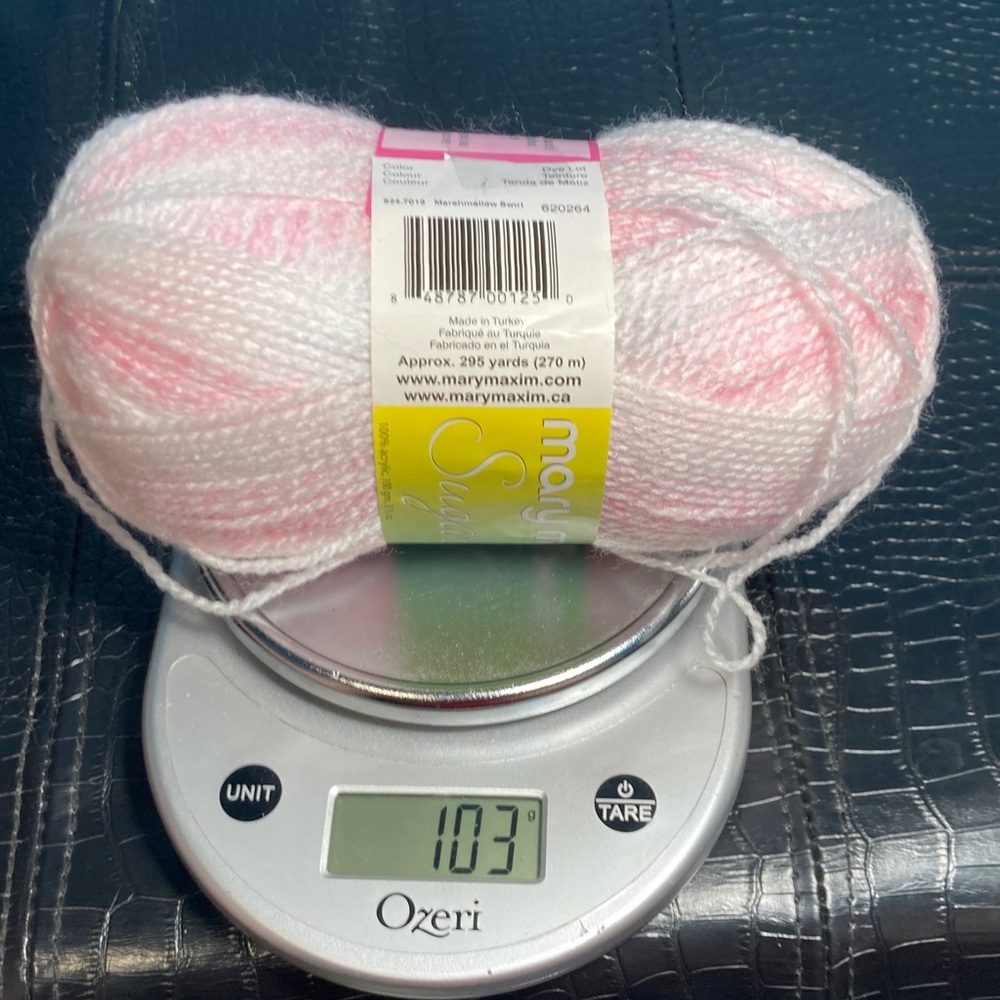 1 NWT Mary Maxim Sugar Baby Stripes Color: Marshmallow Swirl 620264 103g - Picture 4 of 4